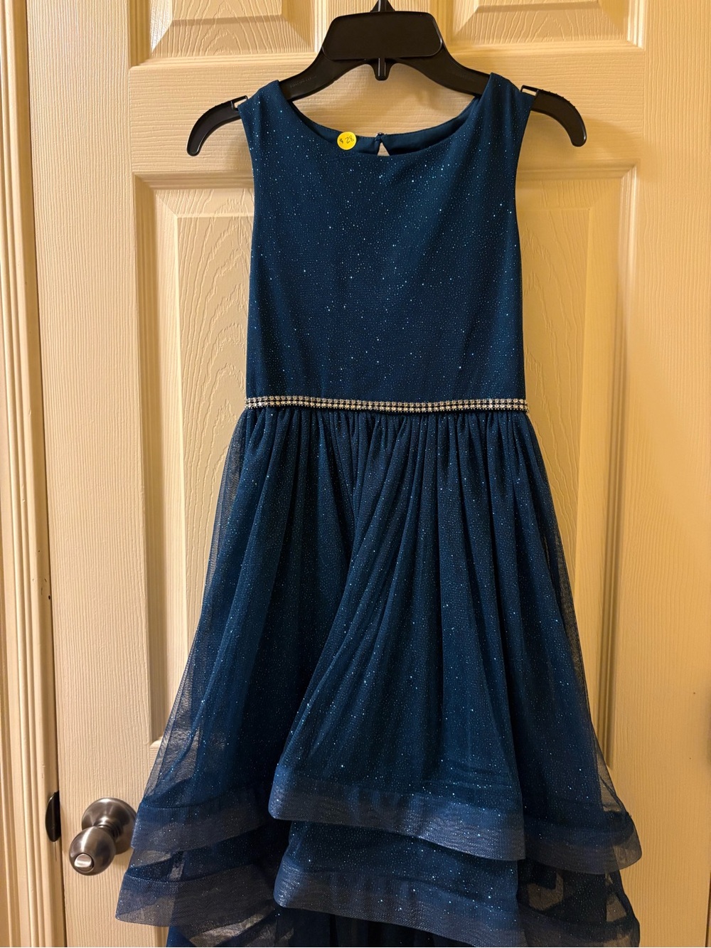 Xtraordinary Sparkle Teal Blue Party Dress with Rhinestone Waist